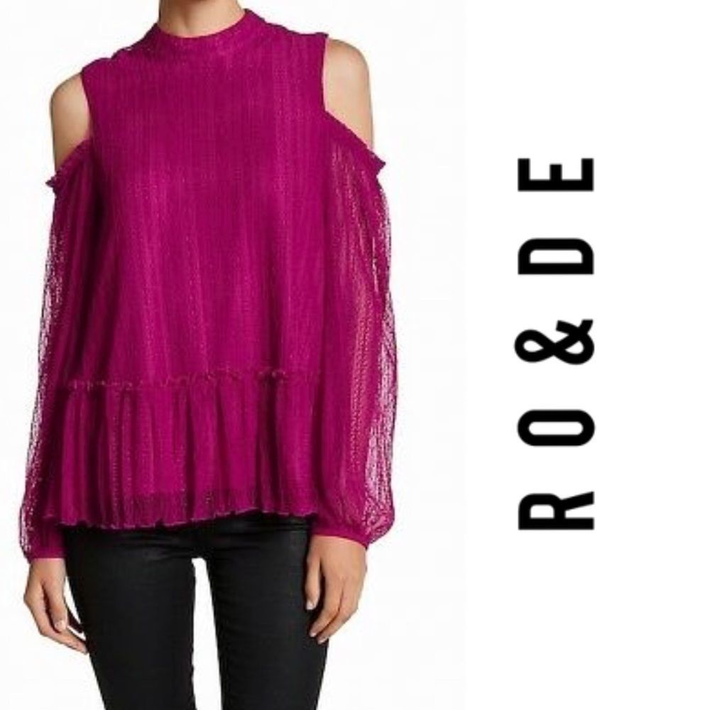 RO & DE Magenta Pink Cold Shoulder Blouse